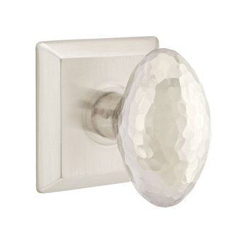 Passage Modern Hammered Egg Door Knob with Quincy Rose in Satin Nickel And Concealed Screws
