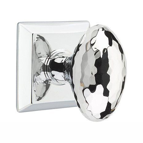 Passage Modern Hammered Egg Door Knob with Quincy Rose in Polished Chrome And Concealed Screws