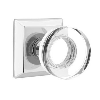 Modern Disc Glass Passage Door Knob with Quincy Rose in Polished Chrome