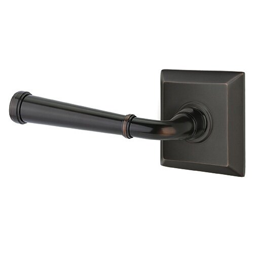 Passage Left Handed Merrimack Lever With Quincy Rose in Oil Rubbed Bronze