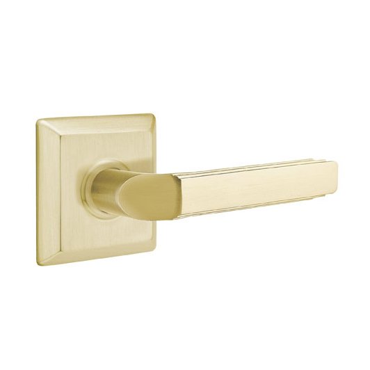 Passage Right Handed Milano Door Lever With Quincy Rose in Satin Brass