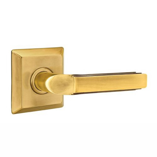 Passage Right Handed Milano Door Lever With Quincy Rose in French Antique Brass