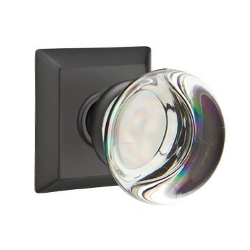 Providence Passage Door Knob and Quincy Rose with Concealed Screws in Flat Black