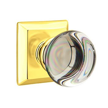 Providence Passage Door Knob with Quincy Rose in Unlacquered Brass