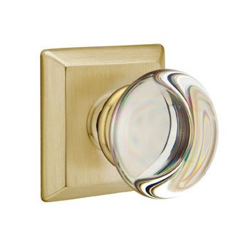 Providence Passage Door Knob with Quincy Rose in Satin Brass