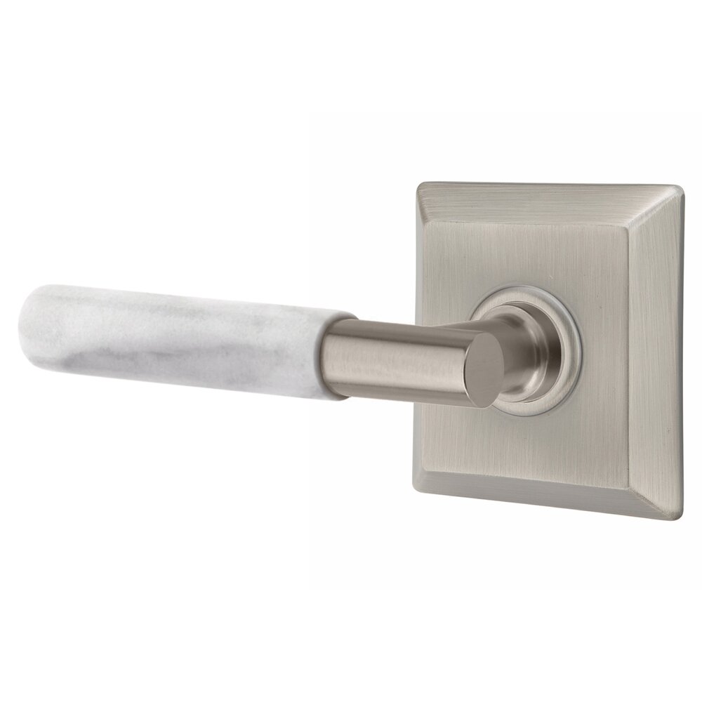 Passage White Marble Left Handed Lever With T-Bar Stem And Concealed Screw Quincy Rose In Pewter