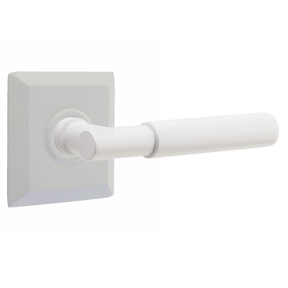 Passage Smooth Right Handed Lever with T-Bar Stem and Quincy Rose in Matte White