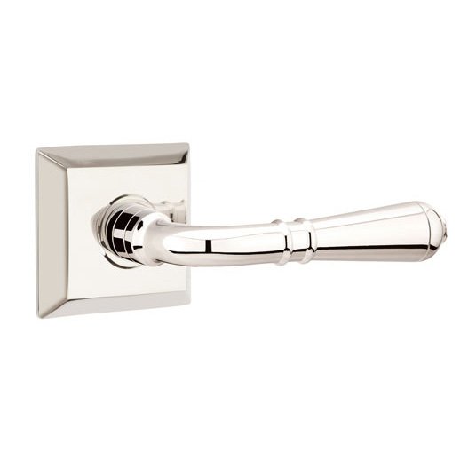 Passage Right Handed Turino Door Lever With Quincy Rose in Polished Nickel
