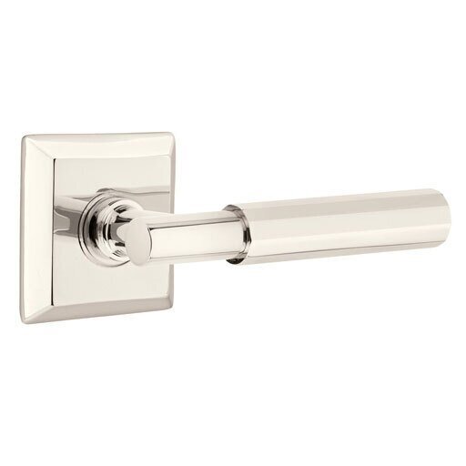 Passage Faceted Right Handed Lever with T-Bar Stem and Quincy Rose in Polished Nickel