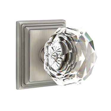 Diamond Passage Door Knob and Wilshire Rose with Concealed Screws in Pewter