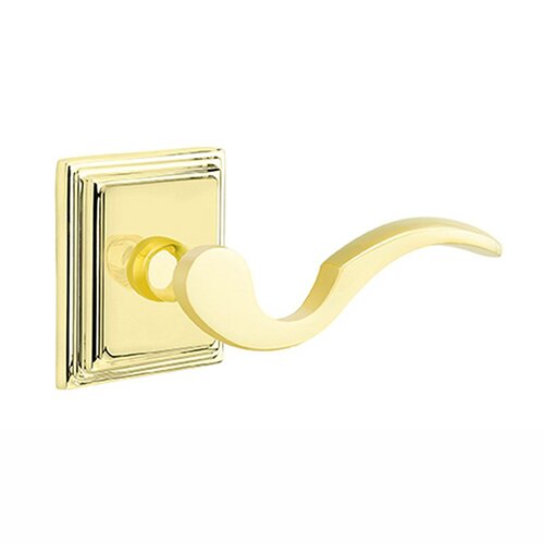 Passage Right Handed Cortina Door Lever With Wilshire Rose in Polished Brass