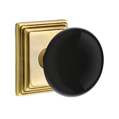 Passage Ebony Knob And Wilshire Rosette With Concealed Screws in French Antique Brass