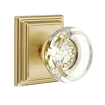 Georgetown Passage Door Knob and Wilshire Rose with Concealed Screws in Satin Brass