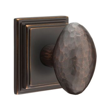 Passage Modern Hammered Egg Door Knob with Wilshire Rose in Oil Rubbed Bronze And Concealed Screws