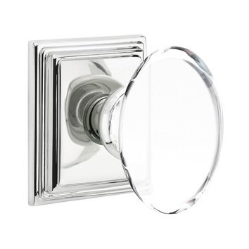 Hampton Passage Door Knob and Wilshire Rose with Concealed Screws in Polished Chrome