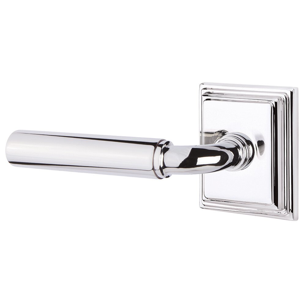Passage Left Handed Manning Door Lever With Wilshire Rose in Polished Chrome