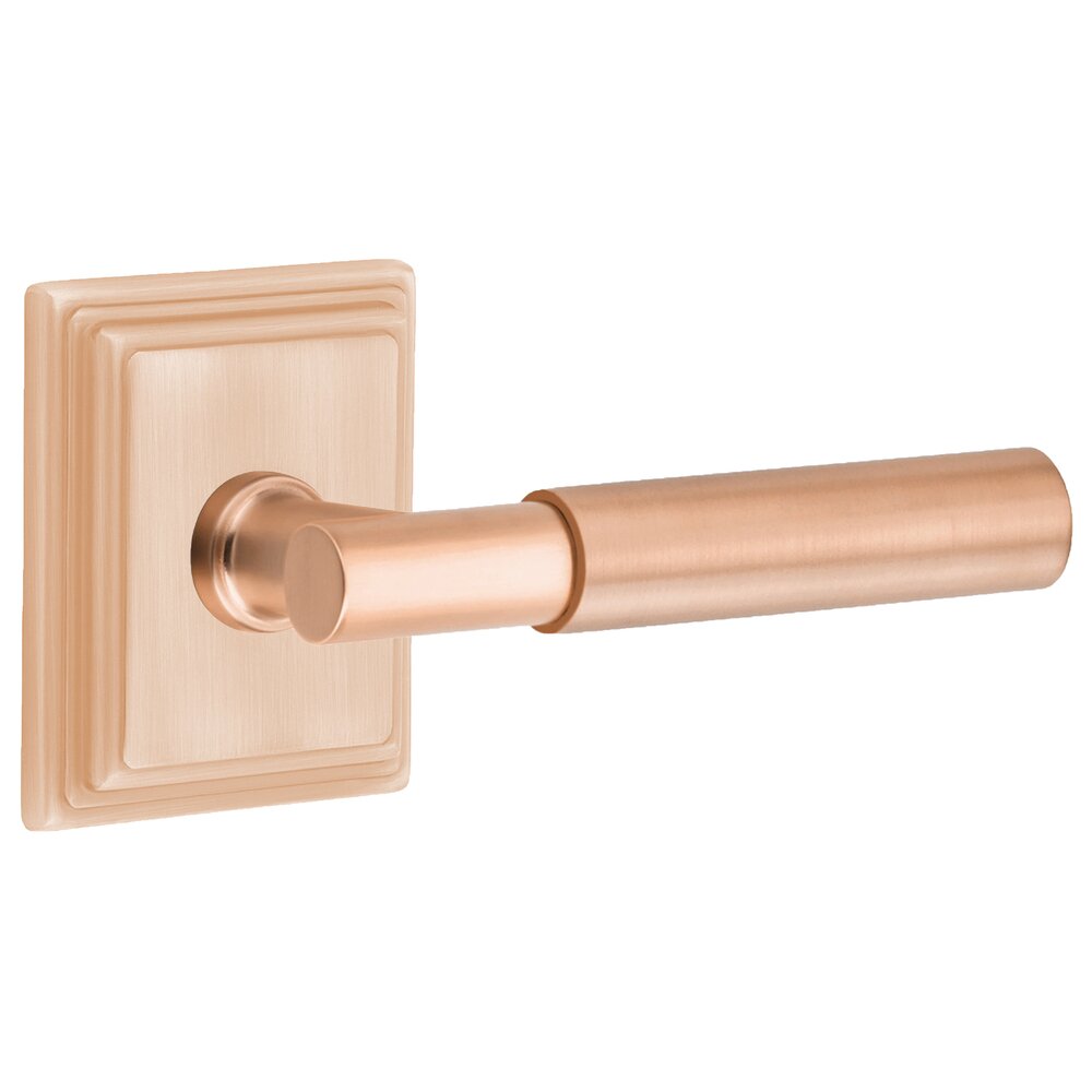 Passage Smooth Right Handed Lever with T-Bar Stem and Wilshire Rose in Satin Rose Gold