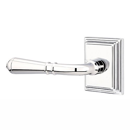 Passage Left Handed Turino Door Lever With Wilshire Rose in Polished Chrome