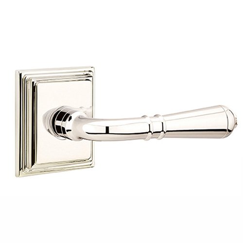 Passage Right Handed Turino Door Lever With Wilshire Rose in Polished Nickel