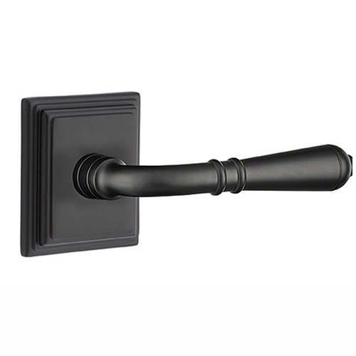 Passage Right Handed Turino Door Lever With Wilshire Rose in Flat Black