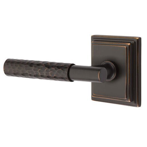Passage Hammered Left Handed Lever with T-Bar Stem and Wilshire Rose in Oil Rubbed Bronze