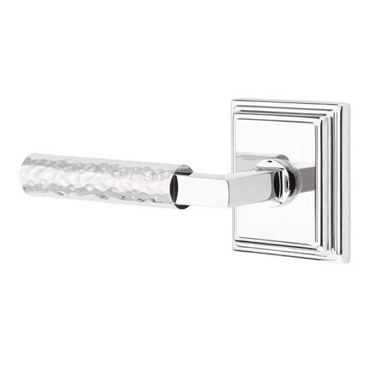 Passage Hammered Left Handed Lever with L-Square Stem and Wilshire Rose in Polished Chrome