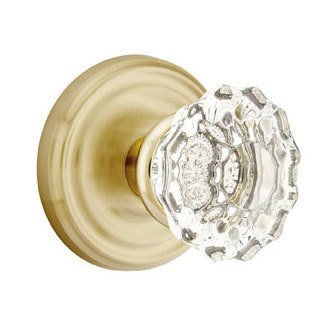 Astoria Privacy Door Knob with Regular Rose and Concealed Screws in Satin Brass