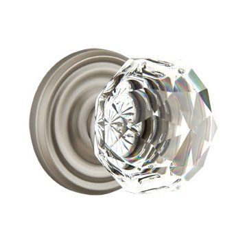 Diamond Privacy Door Knob with Regular Rose and Concealed Screws in Pewter
