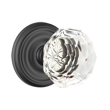 Diamond Privacy Door Knob with Regular Rose and Concealed Screws in Flat Black