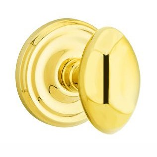 Privacy Egg Door Knob With Regular Rose in Polished Brass