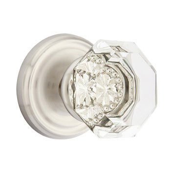 Old Town Privacy Door Knob with Regular Rose and Concealed Screws in Satin Nickel