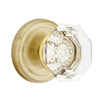 Old Town Privacy Door Knob with Regular Rose and Concealed Screws in Satin Brass