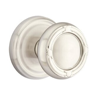 Privacy Ribbon & Reed Knob With Regular Rose in Satin Nickel