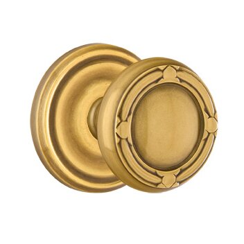 Privacy Ribbon & Reed Knob With Regular Rose in French Antique Brass