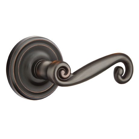 Privacy Right Handed Rustic Door Lever With Regular Rose in Oil Rubbed Bronze