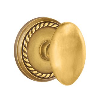 Privacy Egg Door Knob With Rope Rose in French Antique Brass