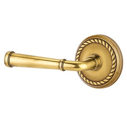 Privacy Left Handed Merrimack Lever With Rope Rose in French Antique Brass