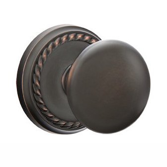 Privacy Providence Door Knob With Rope Rose in Oil Rubbed Bronze
