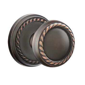 Privacy Rope Knob With Rope Rose in Oil Rubbed Bronze