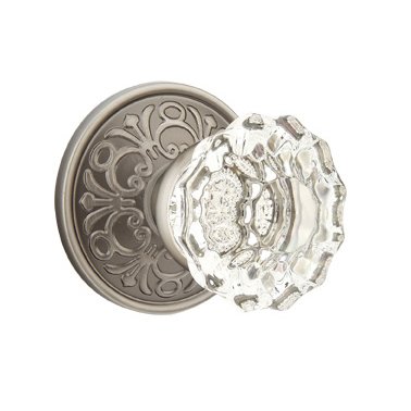 Astoria Privacy Door Knob with Lancaster Rose and Concealed Screws in Pewter