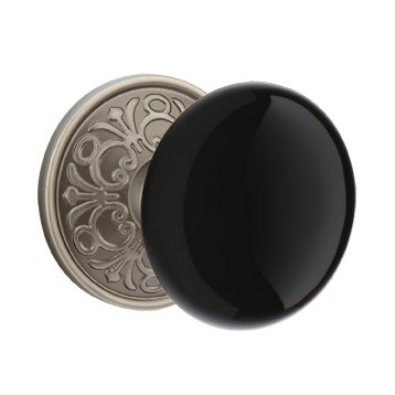 Privacy Ebony Knob And Lancaster Rosette With Concealed Screws  in Pewter