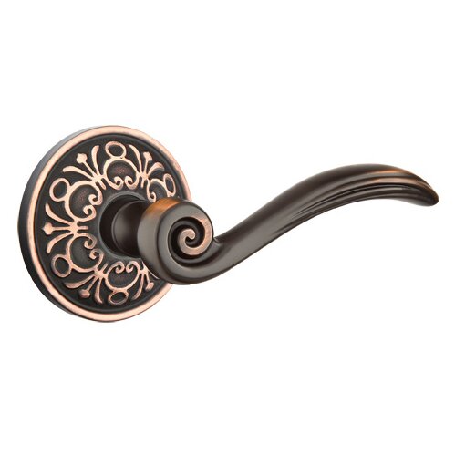 Privacy Right Handed Elan Lever With Lancaster Rose in Oil Rubbed Bronze