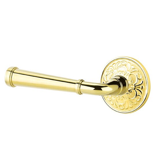 Privacy Left Handed Merrimack Lever With Lancaster Rose in Unlacquered Brass