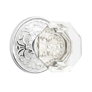 Old Town Privacy Door Knob with Lancaster Rose in Polished Chrome