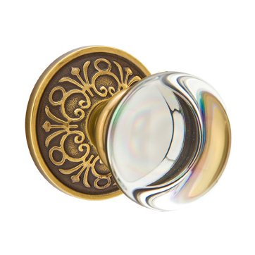 Providence Privacy Door Knob with Lancaster Rose in French Antique Brass