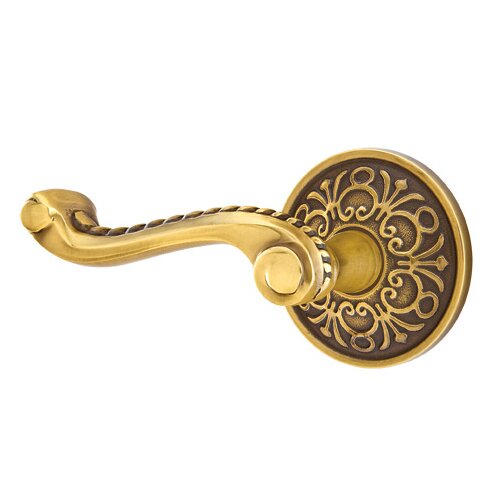 Privacy Left Handed Rope Lever With Lancaster Rose in French Antique Brass