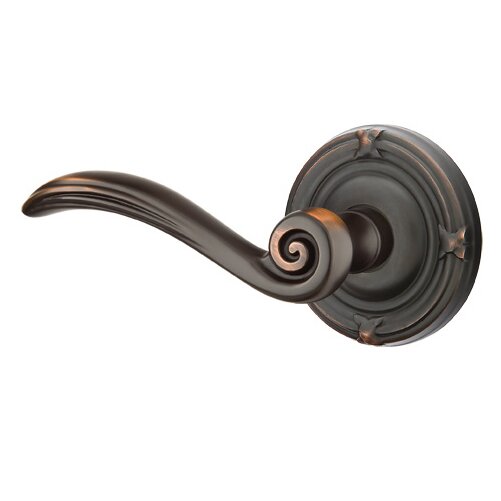 Privacy Left Handed Elan Lever With Ribbon & Reed Rose in Oil Rubbed Bronze