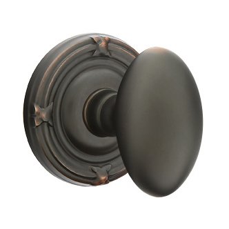 Privacy Egg Door Knob With Ribbon & Reed Rose in Oil Rubbed Bronze