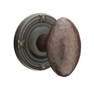 Privacy Hammered Egg Door Knob with Ribbon & Reed Rose with Concealed Screws in Oil Rubbed Bronze