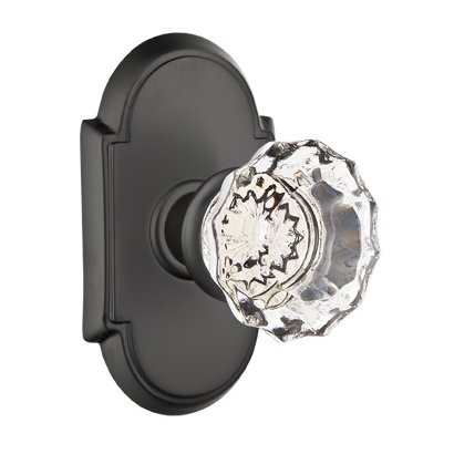 Astoria Privacy Door Knob with #8 Rose and Concealed Screws in Flat Black